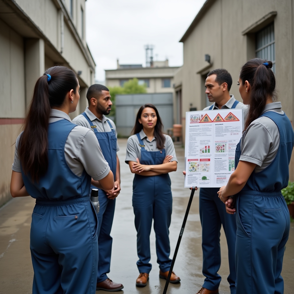 Sessione di formazione sul campo per operatori di pulizia industriale